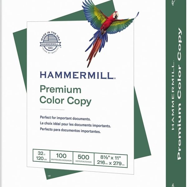 Hammermill Printer Paper, Premium Color 32 Lb Copy Paper, 8.5 x 11-1 Ream (500 Sheets) - 100 Bright, Made in the USA, 102630R