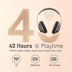 Bluetooth Headphones Over Ear, 6S Wireless Headphones Wired with 6 EQ Modes, 40 Hours Playtime Foldable HiFi Stereo Headset with Microphone, FM/TF for Cellphone/PC/Work (Black & Gold) - Image 6