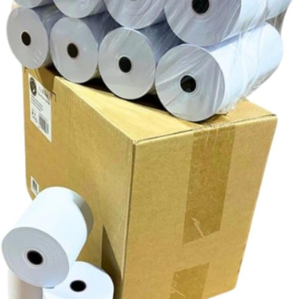 1Ply Bond Receipt Paper Rolls 3 x 150 White Paper for Kitchen Impact Printers TMU200 SRP275 Star SP700 Suitable For Printing Kitchen Tickets and Order receipts 24 Rolls Per Case