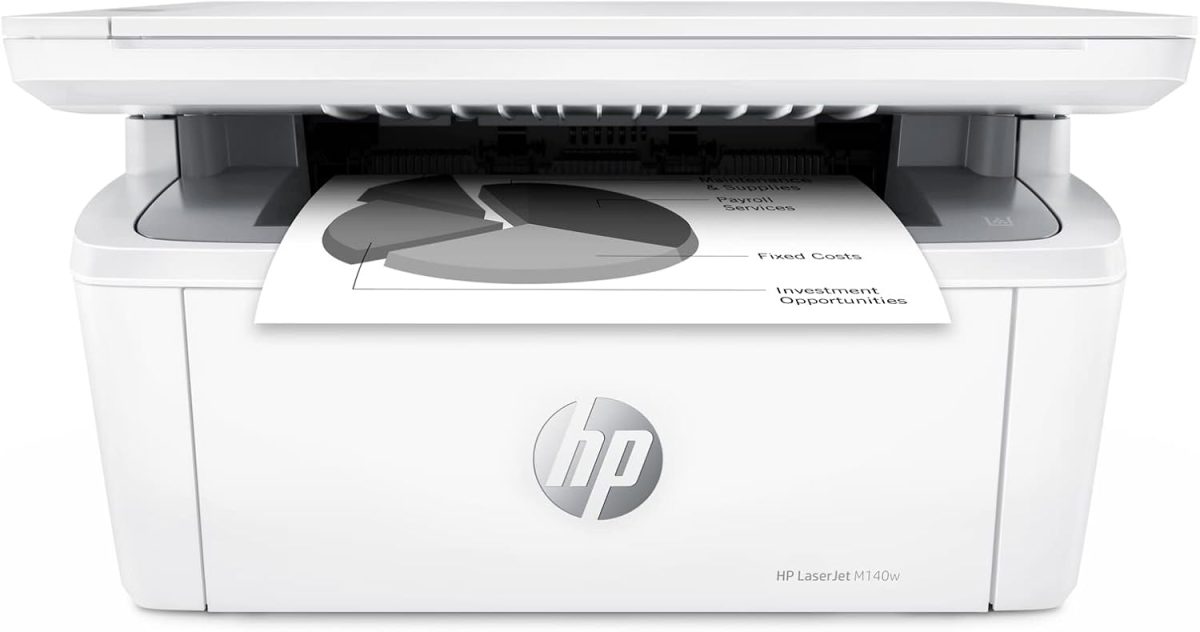 HP Laserjet MFP M140w Wireless Monochrome All-in-One Printer, Copier, Scanner, Phone, Tablet, for Home, Office Use, Easy Setup, Auto-On/Off Technology Compact White 7MD72F (Renewed) - Image 1