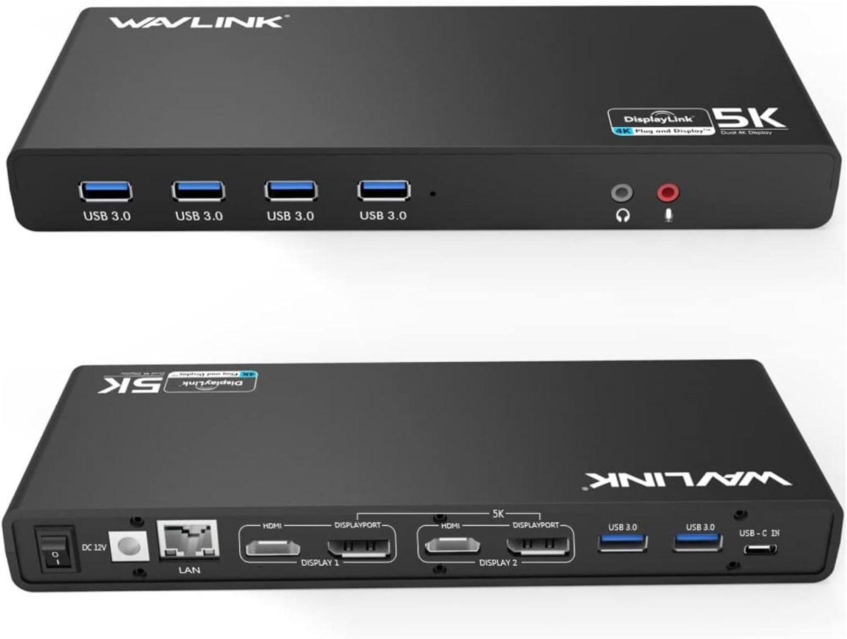 WAVLINK Pro Dual 4K@60Hz Universal Docking Station | USB 3.0/Type-C Laptop Dock for Mac & Windows | 2 HDMI/DP Monitors, Gigabit Ethernet, 6 USB 3.0 | Home Office & Multi-Screen Productivity. - Image 1