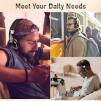 Bluetooth Headphones Over Ear, 6S Wireless Headphones Wired with 6 EQ Modes, 40 Hours Playtime Foldable HiFi Stereo Headset with Microphone, FM/TF for Cellphone/PC/Work (Black & Gold) - Image 3
