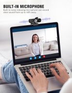 Full HD 1080P Webcam with Built-in Mic Wide Angle & Auto Focus Privacy Cover for PC/Laptop Plug & Play USB Camera Black - Image 2