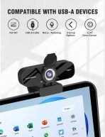 Full HD 1080P Webcam with Built-in Mic Wide Angle & Auto Focus Privacy Cover for PC/Laptop Plug & Play USB Camera Black - Image 4