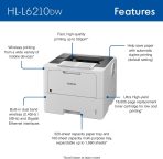 Brother HLL6210DW Business Monochrome Laser Printer with Large Paper Capacity, Wireless and Gigabit Ethernet Networking, Advanced Security Features and Mobile Printing (Renewed Premium) - Image 2