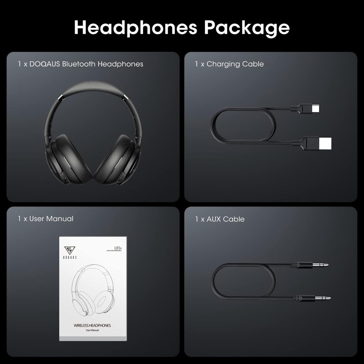 DOQAUS Over Ear Bluetooth Headphones Wireless, 90H Playtime, BT 5.4, 9 EQ Modes, HiFi Deep Bass, Movie & Sleep Mode, White Noises w/App Control, Memory Foam Cups for Travel, Gym, Workout, PC, Phone - Image 8