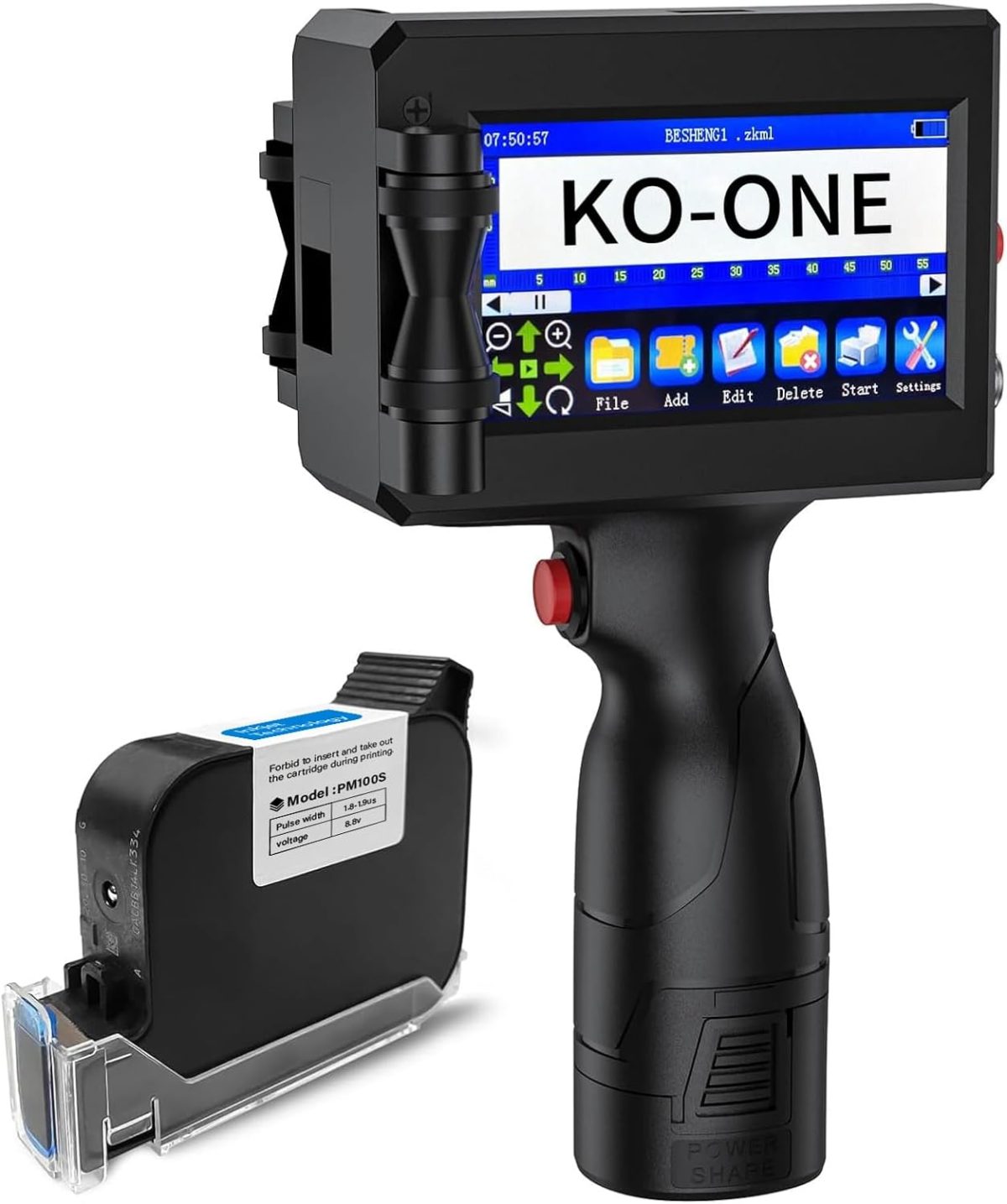 Handheld Inkjet Printer, 0.5 Inch Nozzle, Portable Inkjet Printer Gun for Text QRCode Barcode Production Date Time Logo Batch Number Print on Metal Wood Glass Cloth Carton Plastic - Image 1