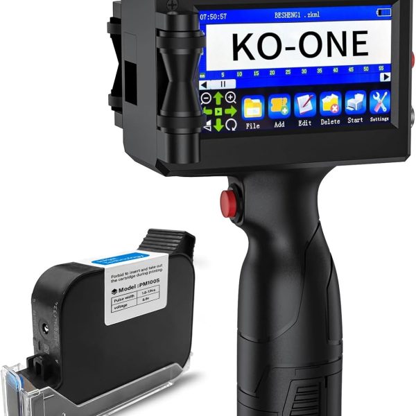 Handheld Inkjet Printer, 0.5 Inch Nozzle, Portable Inkjet Printer Gun for Text QRCode Barcode Production Date Time Logo Batch Number Print on Metal Wood Glass Cloth Carton Plastic