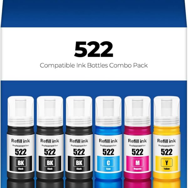 T522 522 Ink Refill Bottles ET-2800 ET-4800 ET-2400 ET-2803 Replacement for 522 Refill Ink T522 Use for Eco Tank ET-2400 ET-2720 ET-2800 ET-2803 ET-2840 ET-4800 ET-4810 ET 2400 ET 2800 ET 4800 Printer