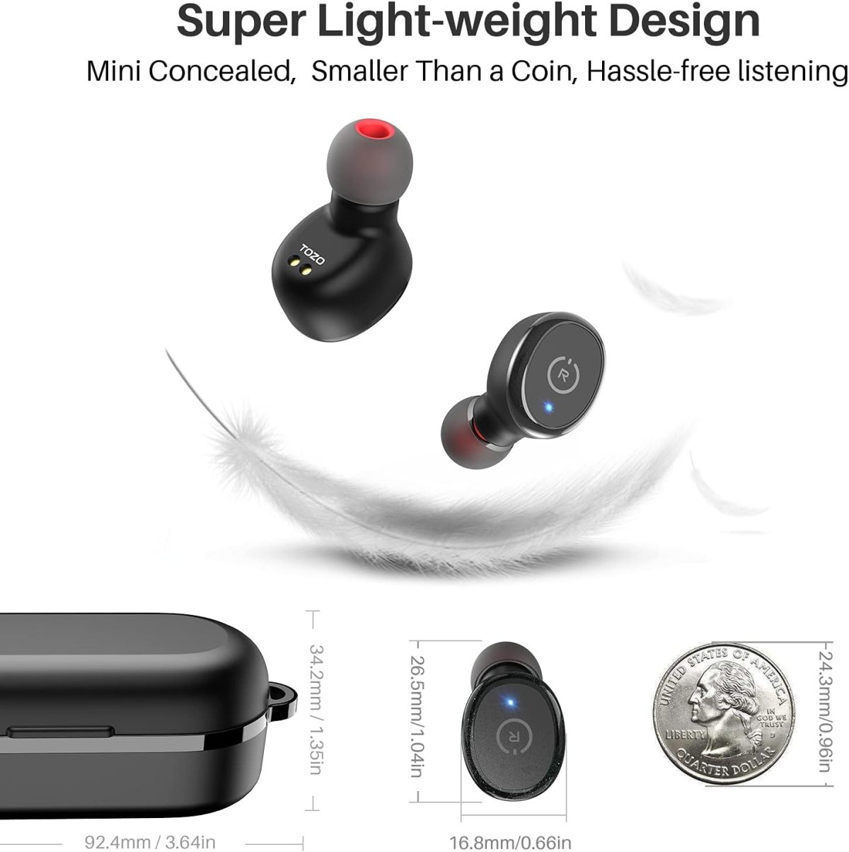 TOZO T10 True Wireless Bluetooth 5.3 Earbuds, 45H Playtime, Wireless Charging Case, IPX8 Waterproof Stereo Headphones in Ear Built in Mic Headset Premium Sound with Deep Bass, 32 Preset EQs via APP - Image 9