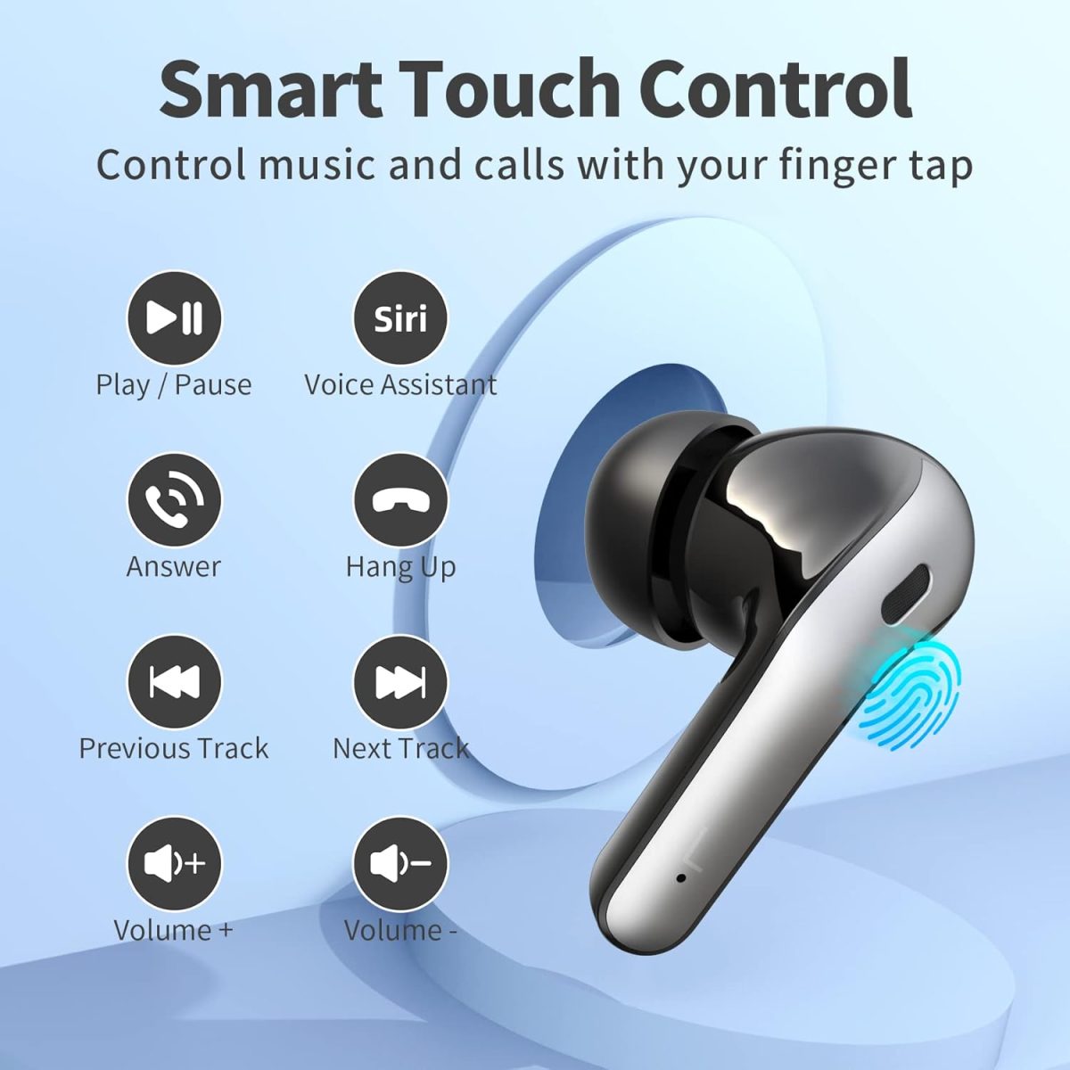 TAGRY Bluetooth Headphones True Wireless Earbuds 60H Playback LED Power Display Earphones with Wireless Charging Case IPX5 Waterproof in-Ear Ear buds with Mic for TV Smart Phone Laptop Computer Sports - Image 4