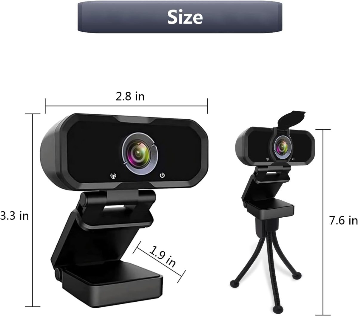 Webcam 1080p HD Computer Camera - Microphone Laptop USB PC Webcam with Privacy Shutter and Tripod Stand, 110 Degree Live Streaming Widescreen Recording Pro Video Web Camera for Calling, Conferencing - Image 7