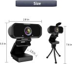 Webcam 1080p HD Computer Camera - Microphone Laptop USB PC Webcam with Privacy Shutter and Tripod Stand, 110 Degree Live Streaming Widescreen Recording Pro Video Web Camera for Calling, Conferencing - Image 7