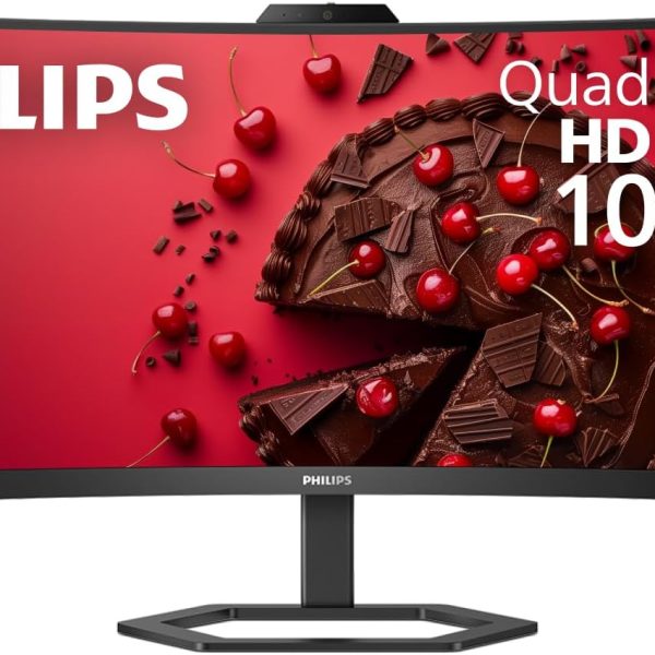 Philips 34E1C5600HE 34'' UltraWide QHD 21:9 Monitor with Built-in Windows Hello Webcam & Noise Canceling Mic, USB-C Docking, Stereo Speakers, 100Hz, 4-Year Advance Replacement