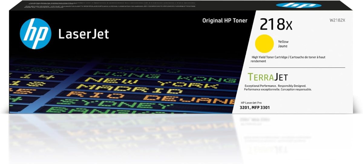 HP 218X Yellow High-Yield Toner Cartridge | Works with Color Laserjet Pro 3201, MFP 3301 Series | W2182X - Image 1