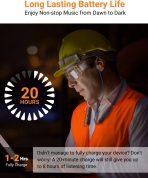 HomeSpot Noise Reduction Wireless Neckband Headphones with Qualcomm aptX HD, 27dB NRR, CVC Noise Cancelling Mic & Controls and 20H Playtime for Work Safety OSHA Compliant - Blue Wire Orange Earbuds - Image 6