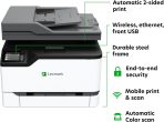 Lexmark CX331adwe Color All-in-One Laser Printer with Touchscreen, Office Scanner Copier Laser, Mobile Ready, Auto Duplex Printing & Analog Fax, Wireless, White, 26 ppm Mono/Color, 600 dpi (40N9070) - Image 2