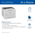Brother Professional Laser Printer with High-Speed 50 ppm Output, Advanced Security Features, and Wireless Networking for Business, Monochrome Printing with Duplex Capability (HL-6210DW) - Image 2