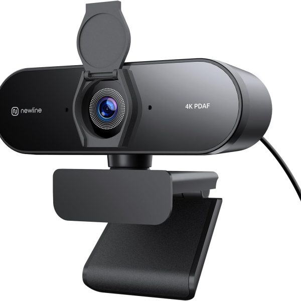 4K Webcam for PC, PDAF/CDAF Autofocus, 1080P@60FPS, 79° FOV, Auto Light Correction, 2 Noise Reduction Mics, Privacy Cover, USB-A, Streaming Camera for Skype, Teams, Online Meeting, NewEye 62