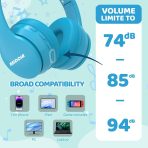 MIDOLA Kids Headphones Bluetooth 5.3 Wireless 60H Play Time Volume Limit 85/110dB Over Ear Foldable Protection Headset/Wired AUX Cord Mic for Children Boy Girl Travel School Phone Pad Tablet Blue - Image 5