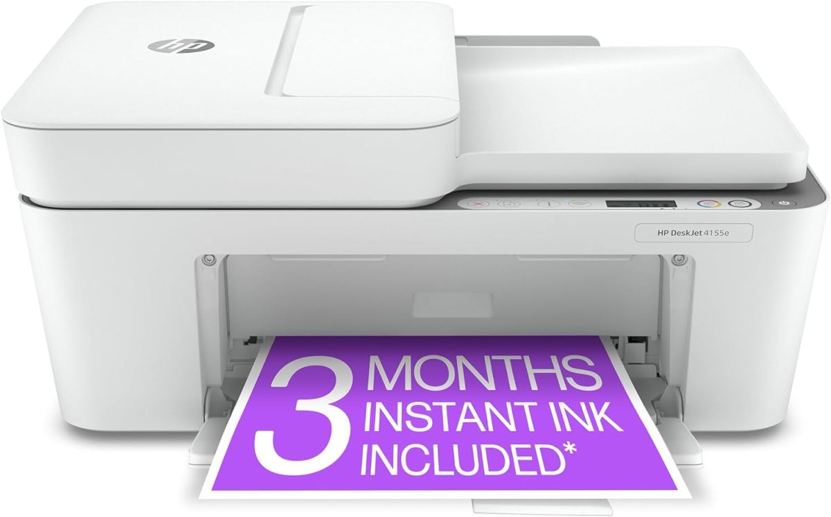 HP DeskJet 4155e Wireless Color Inkjet Printer, Print, scan, copy, Easy setup, Mobile printing, Best-for home, 3 month Instant Ink trial included, white - Image 1