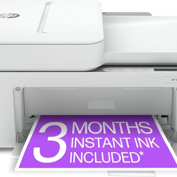 HP DeskJet 4155e Wireless Color Inkjet Printer, Print, scan, copy, Easy setup, Mobile printing, Best-for home, 3 month Instant Ink trial included, white