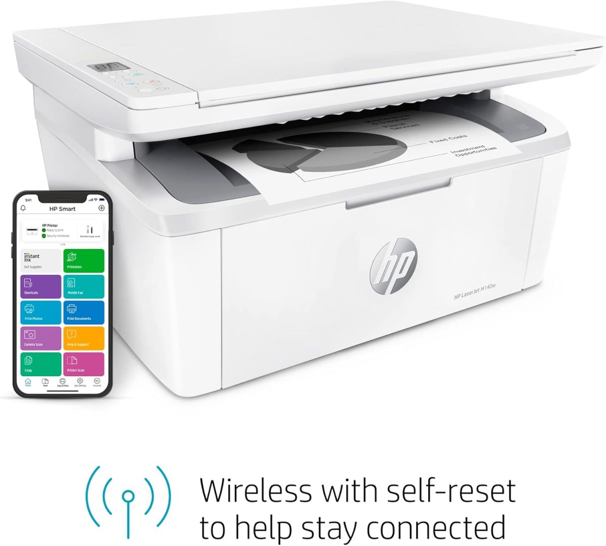 HP Laserjet MFP M140w Wireless Monochrome All-in-One Printer, Copier, Scanner, Phone, Tablet, for Home, Office Use, Easy Setup, Auto-On/Off Technology Compact White 7MD72F (Renewed) - Image 7