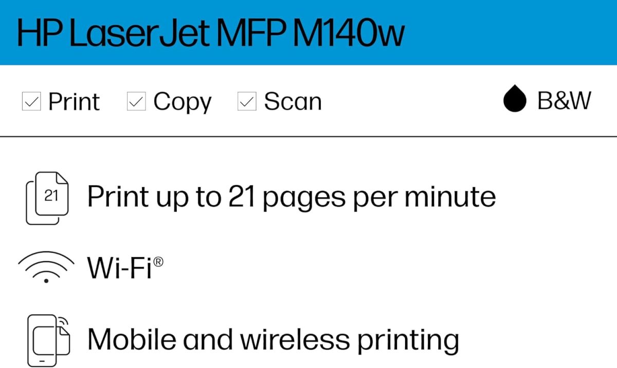 HP LaserJet MFP M140w Wireless Black & White Printer, Print, scan, copy, Fast speeds, Easy setup, Mobile printing, Best-for-small teams - Image 2