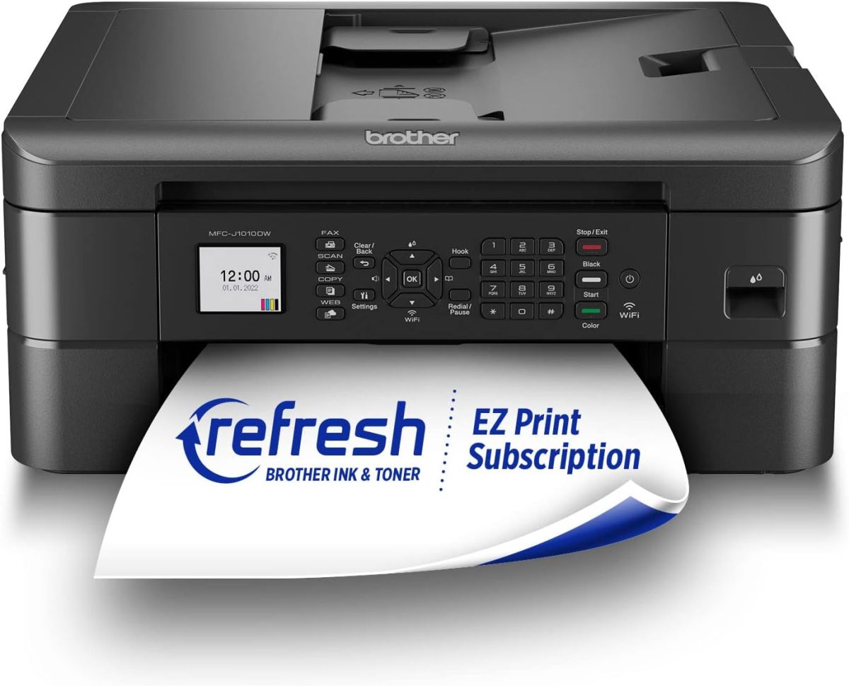 Brother MFC-J1010DW Wireless Color Inkjet All-in-One Printer with Mobile Device and Duplex Printing, Refresh Subscription and Works with Alexa - Image 1
