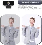 Webcam 1080p HD Computer Camera - Microphone Laptop USB PC Webcam with Privacy Shutter and Tripod Stand, 110 Degree Live Streaming Widescreen Recording Pro Video Web Camera for Calling, Conferencing - Image 3