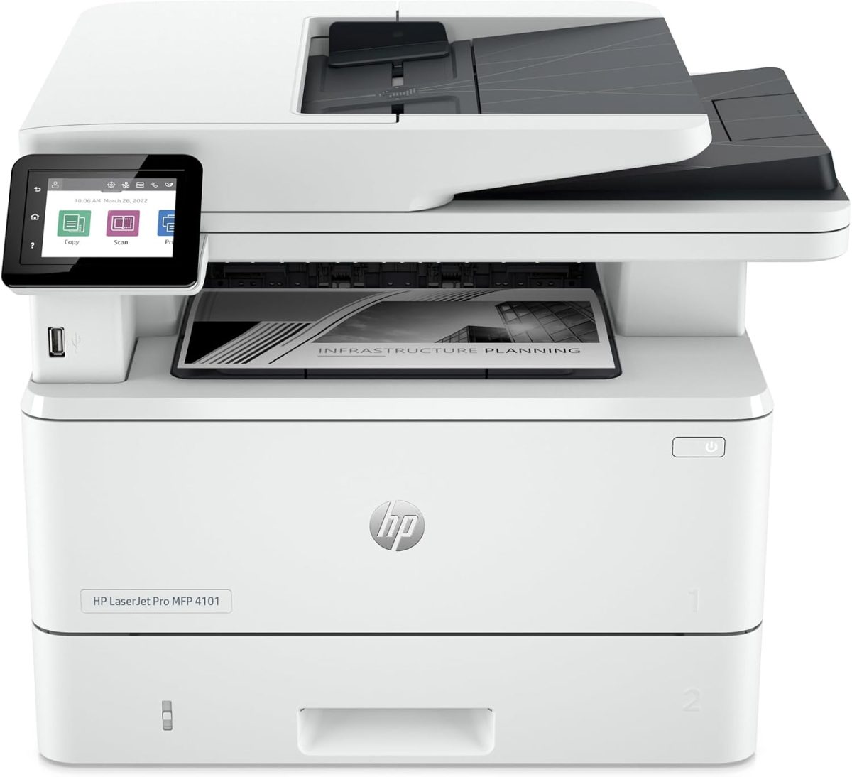 HP LaserJet Pro MFP 4101fdw Wireless Black & White All-in-One Laser Printer, Scanner, Copier, Fax, Best-for-Office (2Z619F) - Image 1
