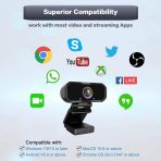 Webcam 1080p HD Computer Camera - Microphone Laptop USB PC Webcam with Privacy Shutter and Tripod Stand, 110 Degree Live Streaming Widescreen Recording Pro Video Web Camera for Calling, Conferencing - Image 6