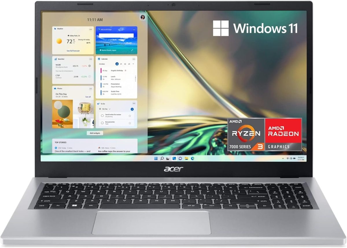 Acer Aspire 3 A315-24P-R7VH Slim Laptop | 15.6" Full HD | AMD Ryzen 3 7320U Quad-Core | AMD Radeon Graphics | 8GB LPDDR5 | 128GB NVMe SSD | Wi-Fi 6 | Windows 11 Home - Image 1