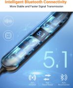 HomeSpot Noise Reduction Wireless Neckband Headphones with Qualcomm aptX HD, 27dB NRR, CVC Noise Cancelling Mic & Controls and 20H Playtime for Work Safety OSHA Compliant - Blue Wire Orange Earbuds - Image 5