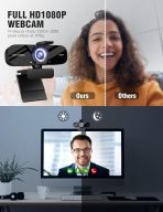 Full HD 1080P Webcam with Built-in Mic Wide Angle & Auto Focus Privacy Cover for PC/Laptop Plug & Play USB Camera Black - Image 3