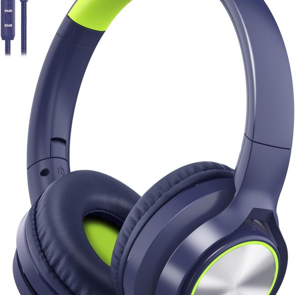 Kids Headphones with Cord , Wired Over Ear Headsets with Microphone Limited Volume 85dB/ 94dB, Portable Wired Headphones for Kids Boys Girls Teens Children Online School/Travel/iPad/Tablet/Cellphone