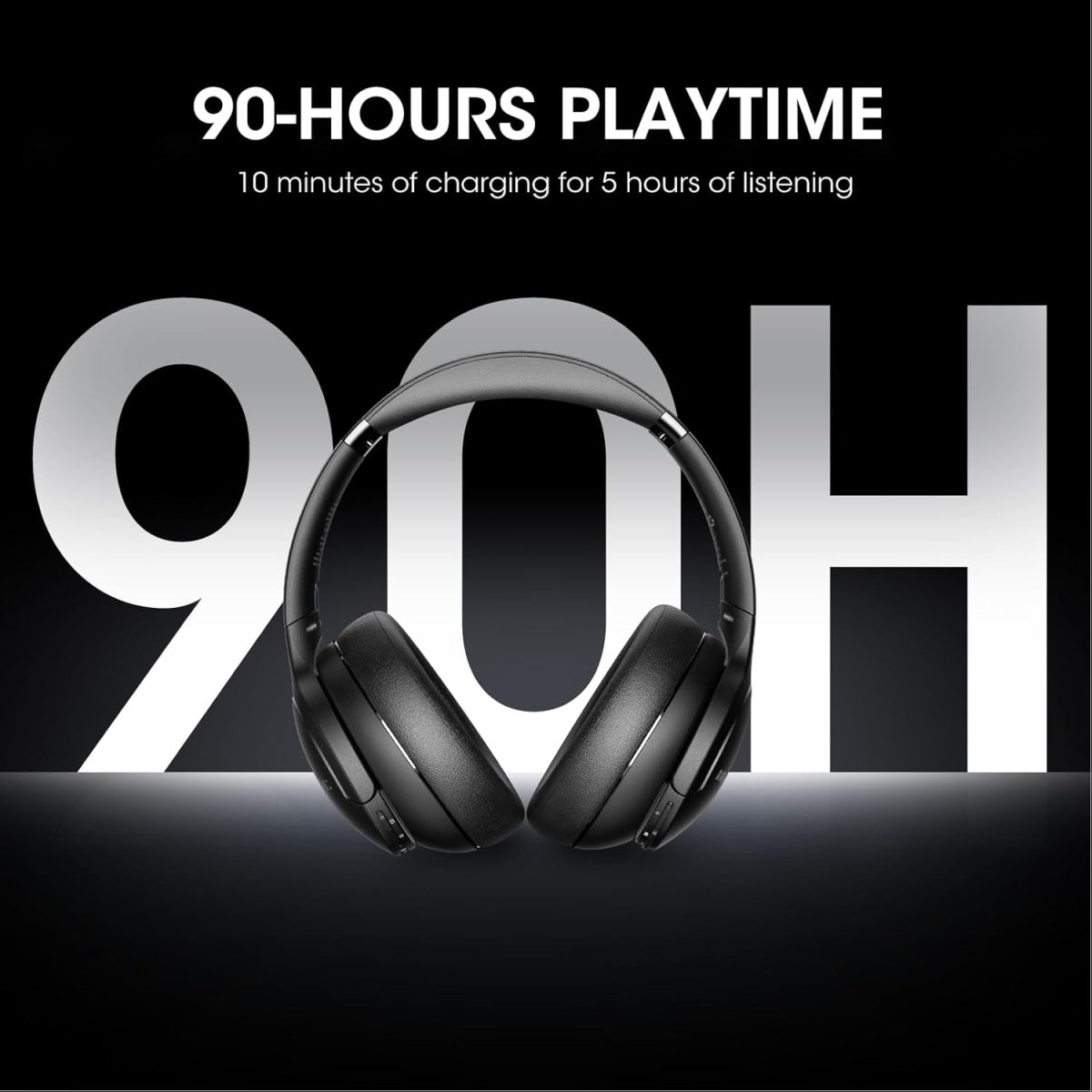 DOQAUS Over Ear Bluetooth Headphones Wireless, 90H Playtime, BT 5.4, 9 EQ Modes, HiFi Deep Bass, Movie & Sleep Mode, White Noises w/App Control, Memory Foam Cups for Travel, Gym, Workout, PC, Phone - Image 2