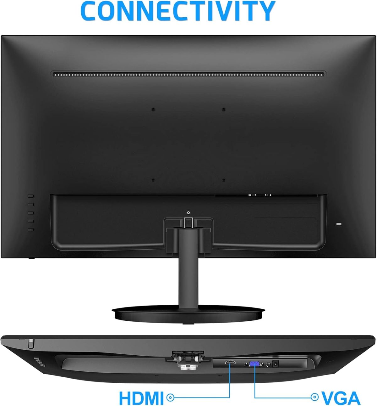 24 Inch Computer Frameless Monitor, 75Hz Full HD 1920 x 1080P IPS LED Display, HDMI VGA Port, 178 Degree Viewing Angle Blue Light Filter Function, 100x100mm VESA Mountable, MN24-H - Image 5