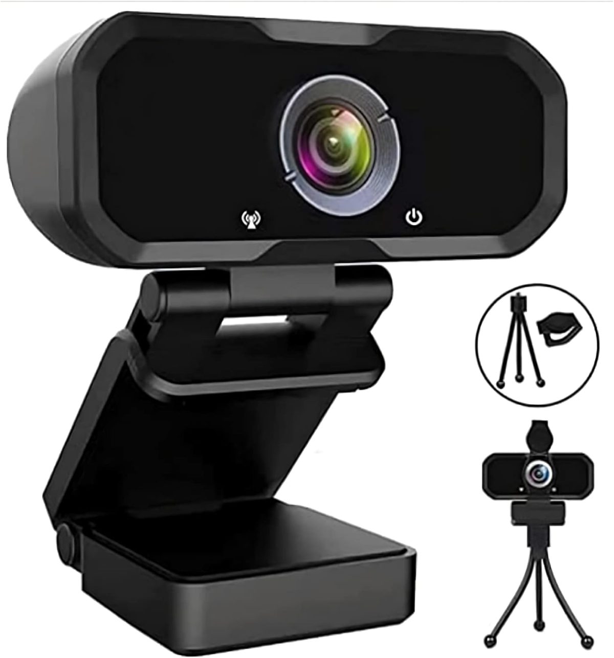 Webcam 1080p HD Computer Camera - Microphone Laptop USB PC Webcam with Privacy Shutter and Tripod Stand, 110 Degree Live Streaming Widescreen Recording Pro Video Web Camera for Calling, Conferencing - Image 1