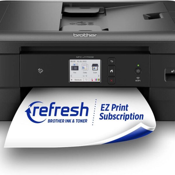 Brother MFC-J1170DW Wireless Color Inkjet All-in-One Printer with Mobile Device Printing, NFC, Cloud Printing & Scanning, Refresh Subscription and Works with Alexa