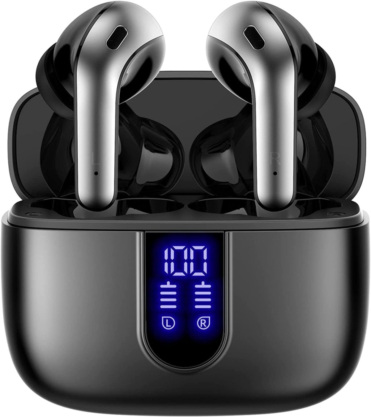 TAGRY Bluetooth Headphones True Wireless Earbuds 60H Playback LED Power Display Earphones with Wireless Charging Case IPX5 Waterproof in-Ear Ear buds with Mic for TV Smart Phone Laptop Computer Sports - Image 1
