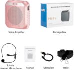 Portable Voice Amplifier for Teachers, 2200mAh Rechargeable Personal Amplifier Mic PA System Headset Microphone with Speaker for Teachers, Training, Meeting, Tour Guide, Yoga, Classroom (Rose) - Image 7