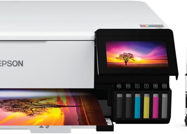 Epson EcoTank Photo ET-8550 Wireless Wide-Format All-in-One Supertank Printer with Scanner, Copier, Ethernet and 4.3-inch Color Touchscreen, Large, White
