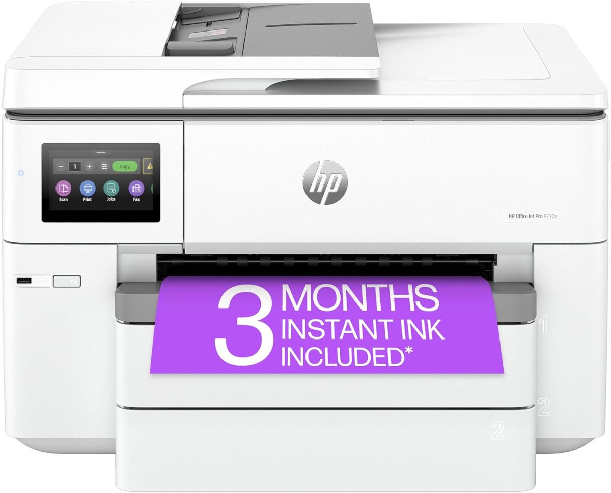 HP OfficeJet Pro 9730e Wide-Format Wireless All-in-One Color Inkjet Printer, Print, scan, Copy up to 11x17', ADF, Duplex Printing Best-for-Office, 3 Month Instant Ink Trial Included (537P6A) - Image 1