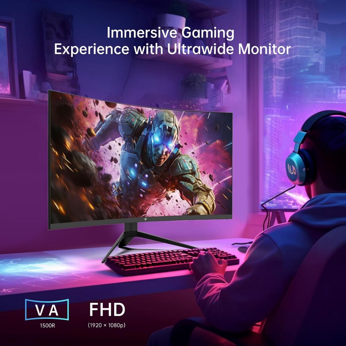 32 Inch FHD 1080p Curved Gaming Monitor - VA 1500R Curved Monitor, 165Hz 1ms MPRT, FreeSync & G-Sync, 122% sRGB, DP/HDMI, VESA, HDR10 for Gaming Home Office Business PC Monitor - Image 6