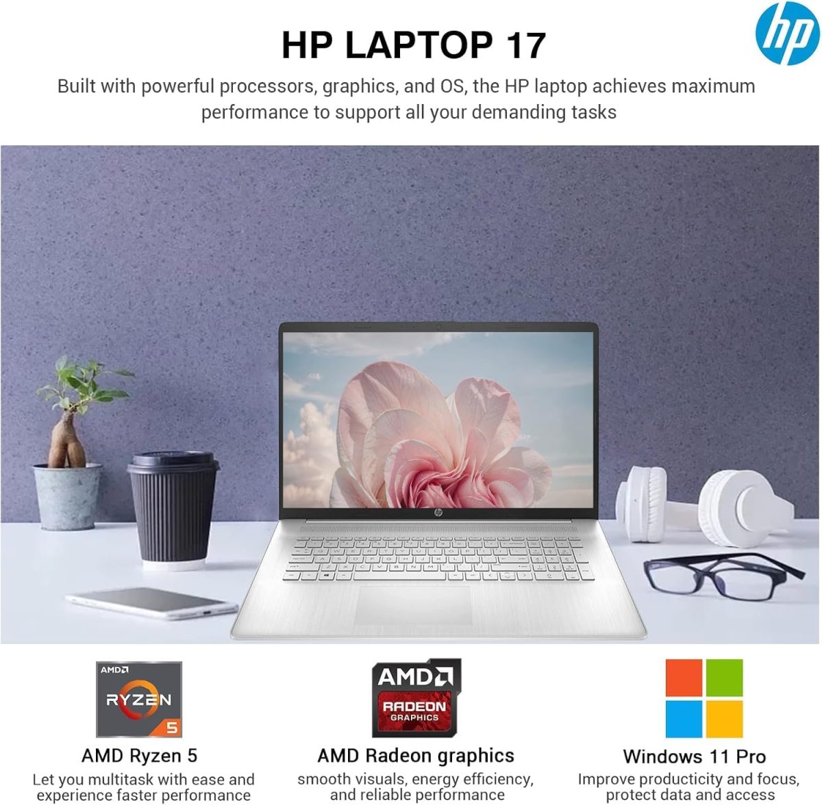 HP 2025 Pavilion Laptop, 17.3" FHD IPS Computer, 6-Core AMD Ryzen 5, 32GB RAM, 1.5TB Storage (1TB SSD + 500GB Ext), Wi-Fi 6, Webcam, Long Battery, HubxcelAccessory, Lifetime Office 2024 Windows 11 Pro - Image 8