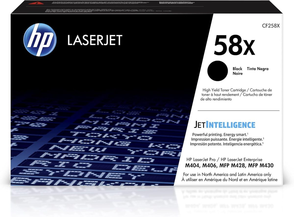 HP 58X Black High-yield Toner Cartridge | Works with HP LaserJet Enterprise M406dn, Enterprise MFP M430f, Pro M404 Series, M428 Series | CF258X - Image 1