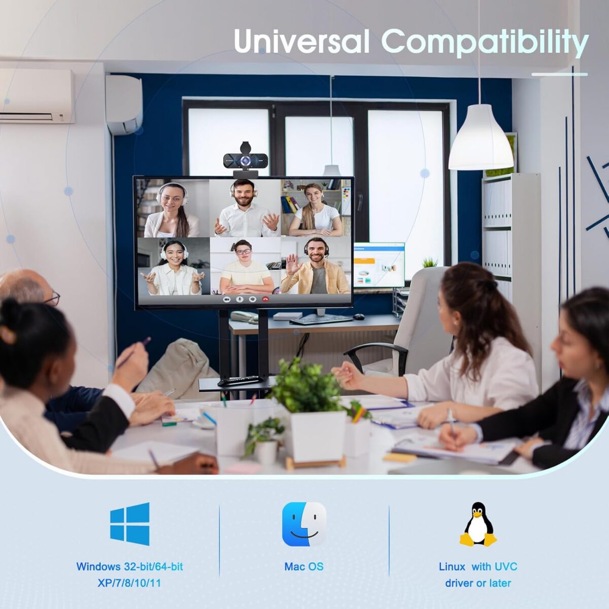 1080P HD Webcam with Microphone, Noise Cancellation, Privacy Cover, Wide-Angle Lens, Auto Light Correction, Plug & Play USB Webcam for Laptop, Desktop, PC, Mac, Zoom, Skype, Streaming Black - Image 7