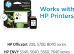 HP C2P05AN 62XL Black High Yield Original Ink Cartridge For ENVY 5540, 5643, 5542, 5544, 5545, 5640, 5642, 5660, 5665, 7640, 7645, 8000, Officejet 5740, 5741, 5742, 5743, 5744, 5745, 5746, 8040 - Image 2