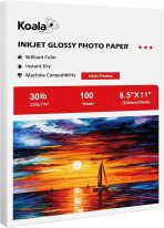 Koala Glossy Thin Inkjet Paper 8.5x11 Inches 100 Sheets Compatible with Inkjet Printer Use DYE INK 115gsm